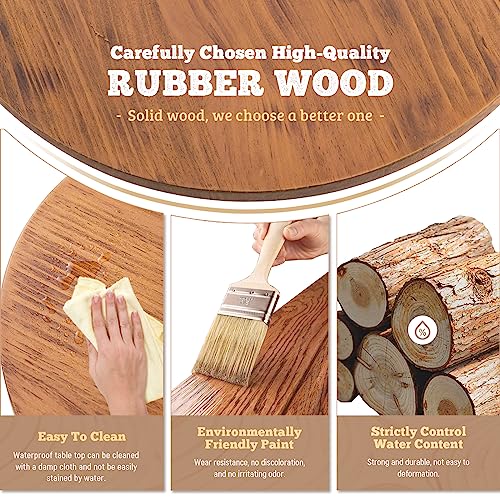 AA Products Industrial Bar Table & Stools Sets, 23.6" Dia Swivel Round Wood Adjustable Height Bar Table and Chairs Set for Party Bistro Cafe Cock