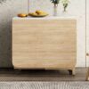 Mobile Folding Dining Table, Wood Drop Leaf Table, Space Saving Multi-use Table with Wheels, for Small Space Dining Room Kitchen,120 * 80 * 73cm