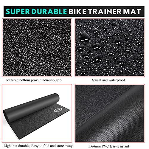 CXWXC Bike Mat 36" x 72"- Exercise Spin Peloton Bike Mat - Heavy Duty Cycling Trainer Floor Mat for Treadmill Spin, Peloton, Stationary, Exercise