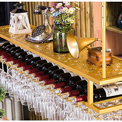 PIBM Double Layer Wine Rack Bar Fashion Creative Wine Glass Rack Suspension Ceiling Wine Rack Restaurant Wine Bottle Rack J1019, Silver , L100×W3