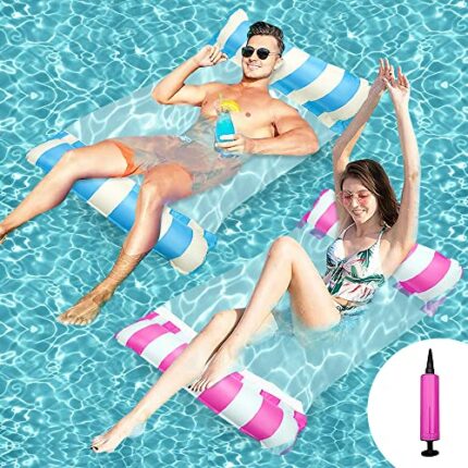 Ousinby Pool Float Hammock 2 pack ，inflatable hammock Inflatable Pool Bed Swimming Pool Hammock Floating Chair Bed Raft Recliner Float Lounger Fl