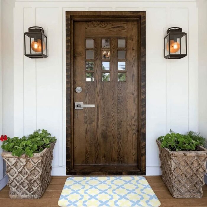 JJZXD Yellow and Blue Patterns Polyester Doormat Rug Carpet Mat Footpad Non-slip Sand Scraping Entrance Kitchen (Color : D, Size : 50cmx80cm)