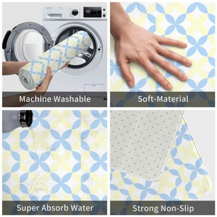 JJZXD Yellow and Blue Patterns Polyester Doormat Rug Carpet Mat Footpad Non-slip Sand Scraping Entrance Kitchen (Color : D, Size : 50cmx80cm)