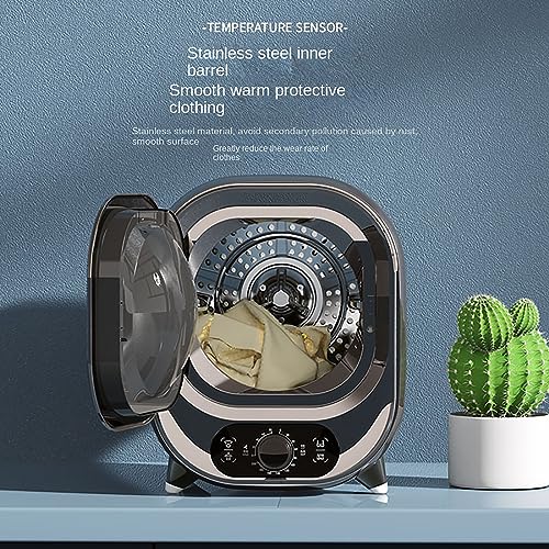HTONVK Compact Mini Tumble Dryer, Portable, Freestanding Table top Dryer with Stainless Steel Tub, 450W Electric Tumble Laundry Dryer, for Apartm