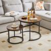 IBUYKE Round Nesting Table, Removable Set of 2 Coffee Tables, Stacking Sofa Side Table End Table, for Living Room, Bedroom, Office, Balcony, Apar