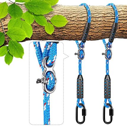 Besthouse Tree Swing Ropes, Hammock Tree Swings Hanging Straps, Adjustable Extendable, for Outdoor Swings Hammock Playground Set Accessories, 2M