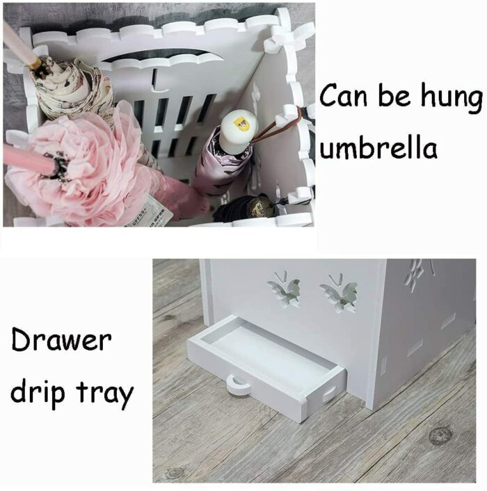 XHALERY Umbrella Rack Stand, Umbrella Holder,Umbrella Stands Umbrella Stand Creative White, Home Porch Compact Umbrella Box, With Movable Drawer