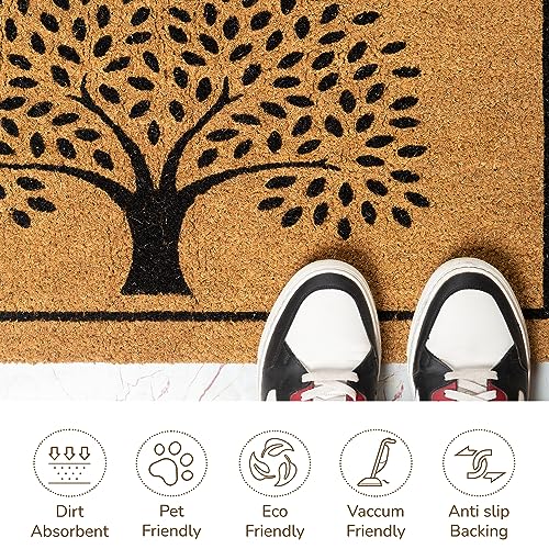 Eco Living Welcome Doormats, Natural Coco Coir Mats with Non-Slip PVC Backing, Indoor Outdoor Mats for Home & Office, Floor Mats for Door Decor,