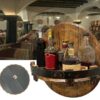 Wooden Bourbon Whiskey Barrel Shelf, Hand Crafted Wall Mounted Wine Rack Countertop, Round Display Organizer Stand Bar Shelves Vintage Liquor Bot