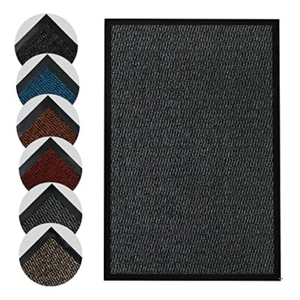 Homatz Dirt Trapper Door Mat Indoor & Outdoor Heavy Duty Floor Mat - Non Slip Rubber Back Door Mats Indoor Rug - Super Absorbent Front Door Mat,