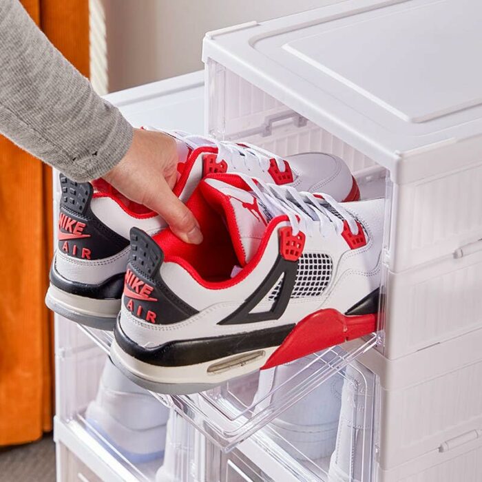 HMA Pro Shoe Organizer 6-tier Foldable Plastic Shoe Organizer, Foldable Plastic Shoe Storage Boxes Or Sneaker Storage Boxes, No Installation Requ