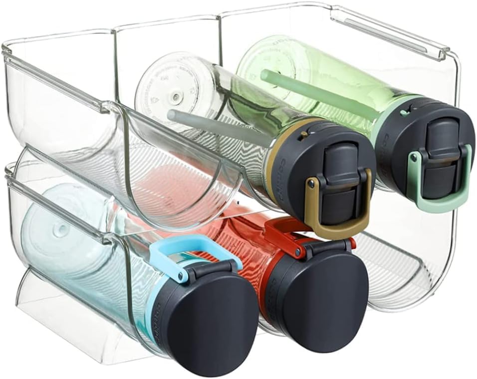 RRMMAN 2 Packs Water Bottle Organizer Plastic Stackable Wine Racks Countertop Cabinet Organization RackWine Bottle Holder, Stackable Portable for