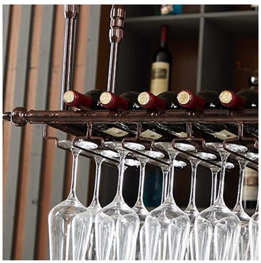 EMISOO style hanging wine glass rack, bar creative wine rack, home upside down goblet rack, bar wine rack decoration (Color : Brown, Size : 80 *