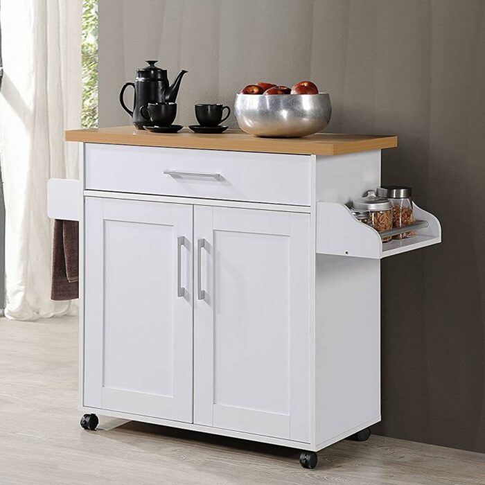 BHVXW Furniture Storage Cabinet Mobile Double Door Kitchen Cabinet With Spice Rack and Towel Counter Organizer