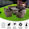YFYTYG-PX 9 Seat Rattan Furniture Outdoor Sofa Dining Table with Free Rain Cover 3 Single Chair Sofa Dark Gray Sofa Cover (UK Flame Retardant Mat