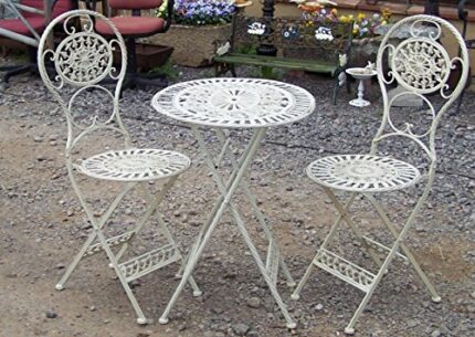Fabulous French Style Ornate Cream Metal Garden Bistro Set