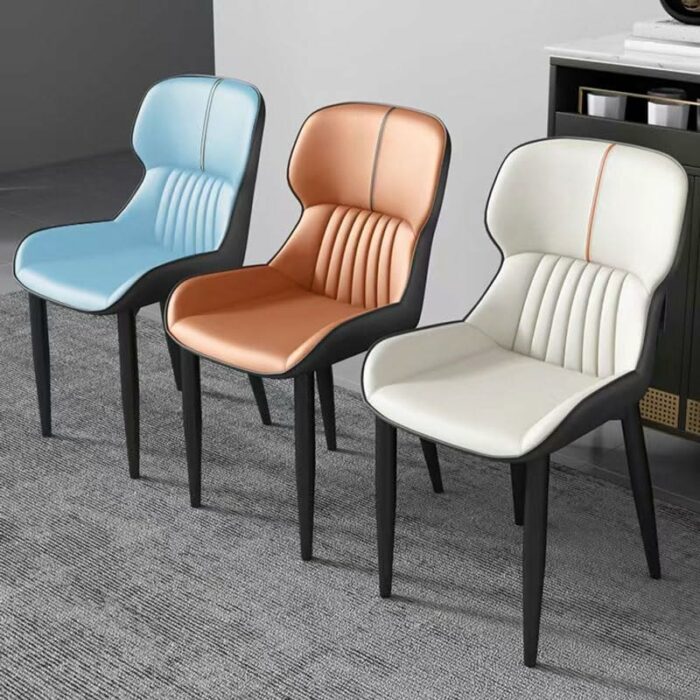 LUKEO Leather Dining Chair Leisure Time Chair Backrest Stool Simple Home Furniture Upholstered Chair Surface