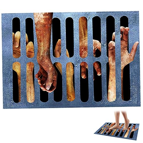 Eyccier Halloween Door Mat 3D Horror Clown Sewer Doormat Non-slip Washable Illusion Rug Foldable Doormat Bath Mat Halloween Decorations 31.5x19.7