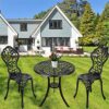 WODMB 3 Piece Garden Patio Bistro Table and Chairs, Cast Aluminum Garden Dining Set for Outdoor Patio Yard Porch Balconyb (Color : C, Size : One