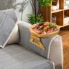 Esoes Sofa Armrest Clip Tray, Recliner Armchair Bamboo Organizer Tray Foldable Couch Arm Clip Table for Remote Controls/Drinks/Snacks