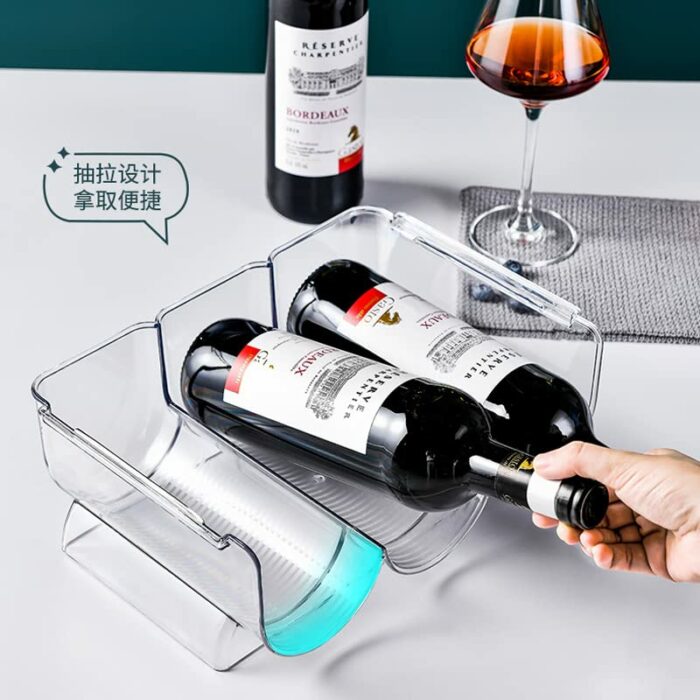 REDANT Stackable Plastic 3 Bottle Refrigerator Wine Rack - Kitchen Storage Organizer Holder for Storing Champagne, Wine, and Water Bottles - Stac