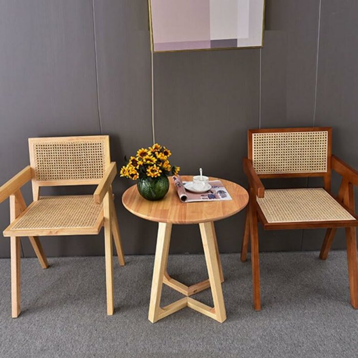 JJZXD Rattan Weaving Dining Chair Backrest Stool Living Room Chair Home Furniture Soft Surface Seat Package (Color : Argento, Size : Light Grey)