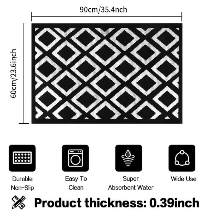 TOMEX Door Mat Indoor Outdoor Doormat, 2023 Upgraded Non-Slip Floor Mat, Welcome Mat for Home, Garden, Garage（24” x 36” /60 x 90cm, Pike Style）