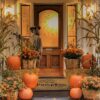YBB Hey There Pumpkin Doormat, 17 x 29 Inch Imitation Coir Front Porch Rug Autumn Fall Thanksgiving Halloween Doormat Indoor Outdoor with Non Sli