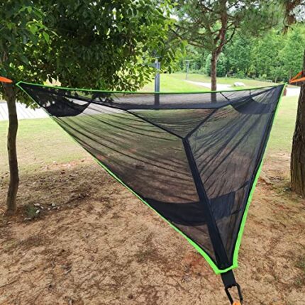 Triangle Hammock, Multi Person Portable Hammock, Outdoor Camping Aerial Hammock 3 Point, 2-3 Person Design, for Travel Backyard Garden Camping (2
