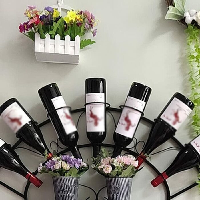 LUKEO Wine Rack Wall Hanging Wall Rack Personality Support European Retro Wrought Iron Display Cabinet