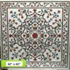 Gifts And Artefacts 42 x 42 Inches Inlaid with Semi Precious Gemstone Dining Table Top White Marble Square Shape Hallway Table for Office Furnitu