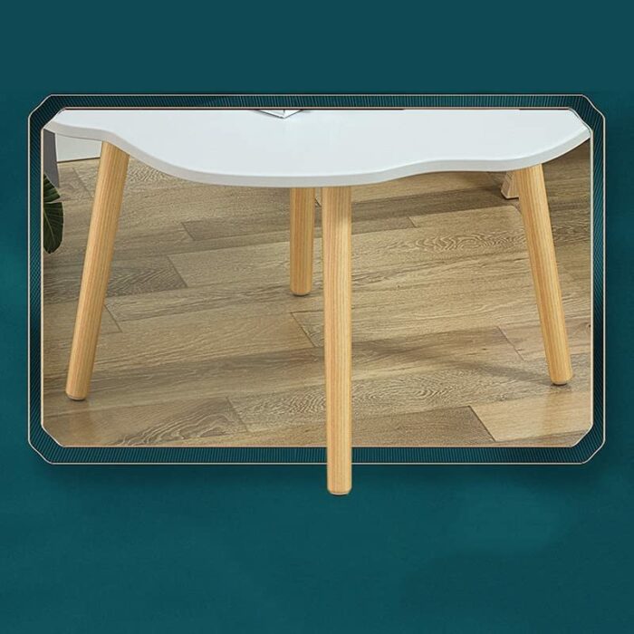 ZYZMH Solid Wood Small Coffee Table Irregular Bedroom Dining Table Round Home Bay Window Desk (Color : Svart, Size : 60 * 20m)