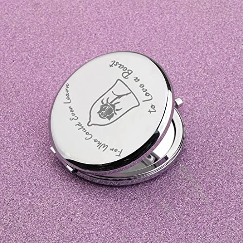 Beauty Beast Quote Gift for Who Could Ever Learn to Love a Beast Pocket Mirror Gift for Her (Love a Beast-M)