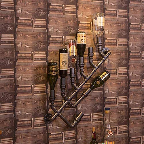 NEOCHY Wine Rack Modern Wall-Mounted Metal Wrought Iron Decoration Kitchen Restaurant Bar Wine Bottle Display Stand Can Store Bottles Display