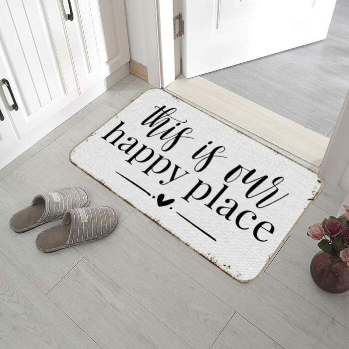 This is Our Happy Place 17''x30'' Doormat Decorative Entryway Home Bedroom Bathroom Door Mat,Rustic Farmhouse Kitchen Porch Decor,Housewarming Gi