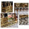 Ceiling Wine Rack Metal Wrought Iron Inverted Goblet Rack Kitchen or Office Cutlery Bottle Holder Height-Adjustable Bar Float Rack Wine Glass Hol