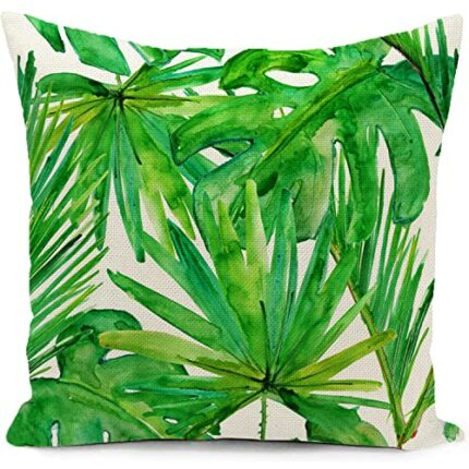 Green Outdoor Cushion Cover Waterproof Tropical Palm Leaves Plant Double Sided Printing Throw Pillow Cover Garden Decor Home Decorate for Livingr