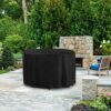 YINETTECH 128x71cm Black Round Outdoor Patio Table Cover Furniture Waterproof Polyester Fabric Furniture Garden Yard Protector