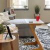 Zoopolyn Tv Tray Table Bamboo Tv Dinner Table Z Shaped end Table for Sofa Couch Laptop Living Room Bedroom White