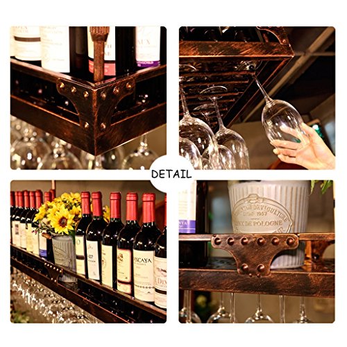 Qunine Wine Racks Adjustable Height, Ceiling Mounted Hanging Wine Bottle Holder Metal Iron Wine Glass Rack Goblet Stemware Racks Bronze, Size : 1