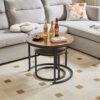 IBUYKE Round Nesting Table, Removable Set of 2 Coffee Tables, Stacking Sofa Side Table End Table, for Living Room, Bedroom, Office, Balcony, Apar