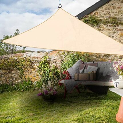 Greenbay Anti-UV Sun Shade Sail Garden Patio Party Sunscreen Canopy 98% UV Block Triangle Cream 3x3x3m