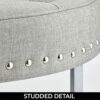 mDesign Pouffe Footstool — Small Round Stool with Padded Fabric Cushion — Ideal Footrest for Reading and Watching TV — Light Grey/Silver