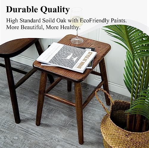 Cttasty Wood Stool, Set of 2 Wood Small Side Table, Wood Plant Stool, Wood Bar Stools, Wood Vanity Stool, Sofa End Table, 15.75" L*11.81" W*18.11