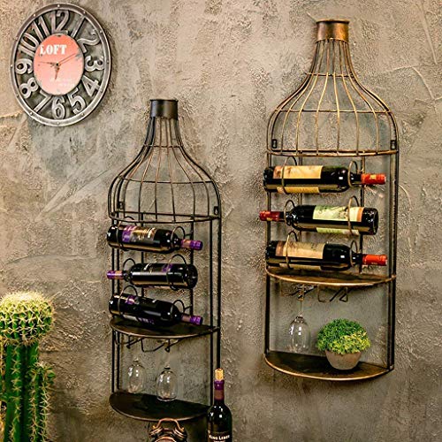 OUSIKA Wine Racks,Vintage Industrial Wind Bar Wine Bottle Rack | Decorative Wrought Iron Wine Rack | Upside down Creative Wine Cabinet Restaurant