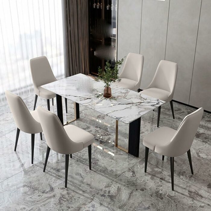 LXXSH Pu Leather Dining Chair Simplicity Leisure Chair Backrest Stool Home Furniture with Armrest