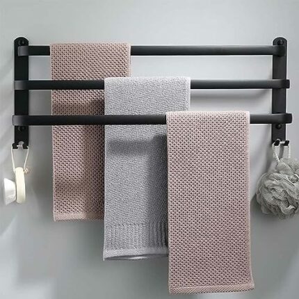 Towel Bar Towel Rack, 24 Inch Towel Racks for Bathroom Wall Mounted, Hand Towel Holder Bathroom Accessories, Bathroom Towel Holder Black Towel Ba