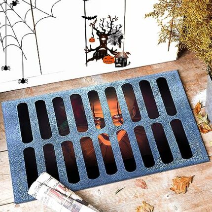 Halloween 3D Illusion Clown Door Mat, Halloween Clown Drain Doormat, 3D Illusion Carpet Non-Slip Washable Waterproof, Halloween Area Carpet Decor
