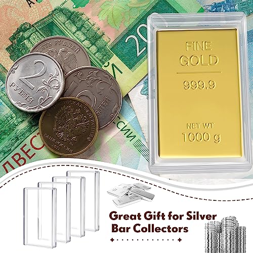 Ctosree 20 Pcs 10 oz Silver Bar Holder Silver Bar Case Clear Acrylic Storage Container Fit Silver Bar Box for 10 oz Silver Bar 10 Troy Ounce Bar