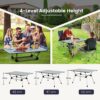 TANGZON Folding Aluminium Camping Table, Outdoor Portable Roll up Beach Table with Carry Bag, 4-Level Height Adjustable Lightweight Garden Table